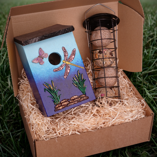 DRAGONFLY THEMED BIRD HOUSE GIFT SET