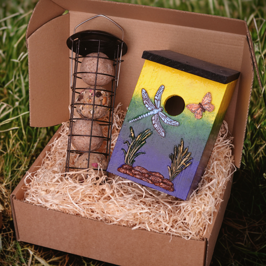 DRAGONFLY THEMED BIRD HOUSE GIFT SET